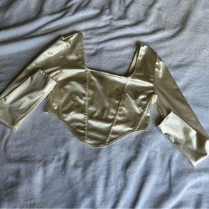 long sleeve silk corset top